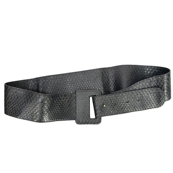 Vintage 80s Style Wide Black Waist  Hook Loop Belt - Picture 1 of 16